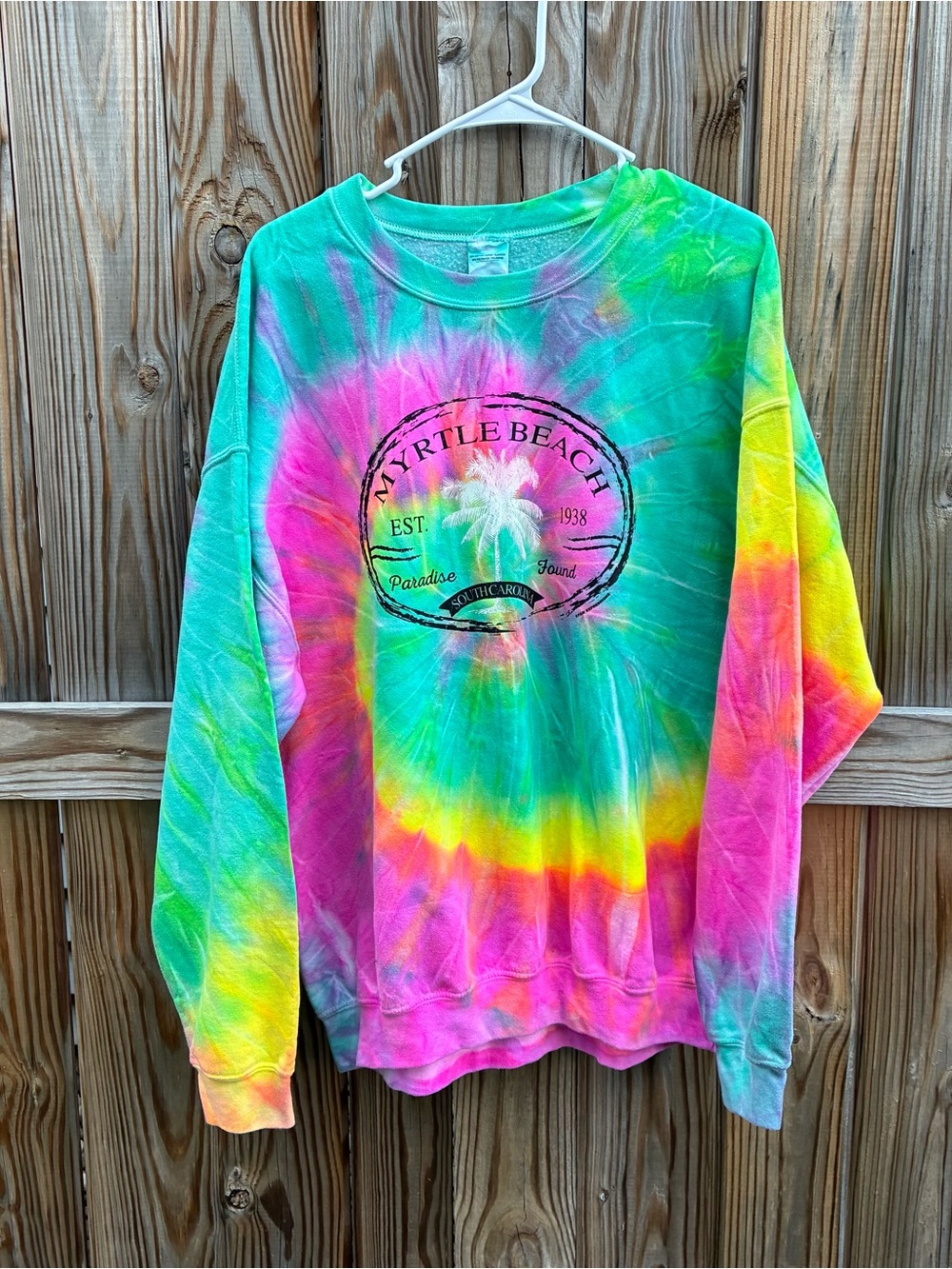 Myrtle Beach Tie-Dye Crewneck Sweatshirt - Vibrant Rainbow